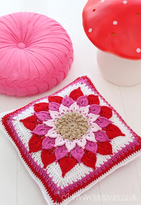 Crochet Crocodile Flower Cushion