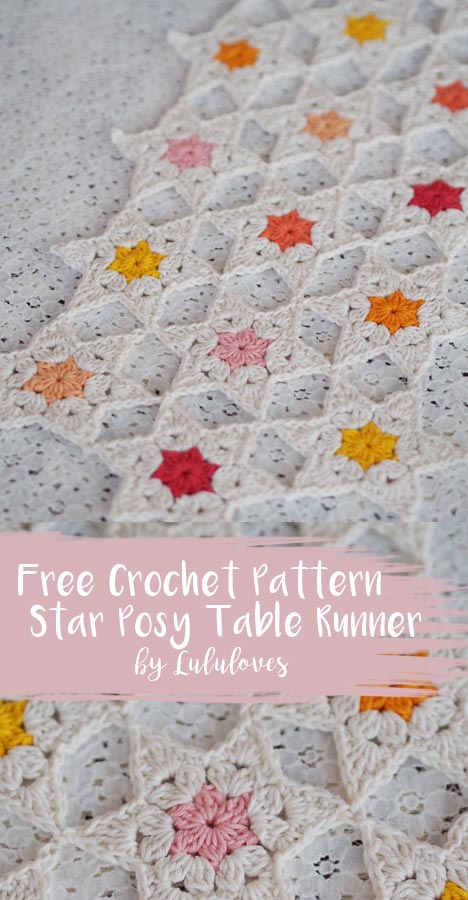 Free Crochet Pattern - Star Posy Table Runner | Lululoves Crochet Blog